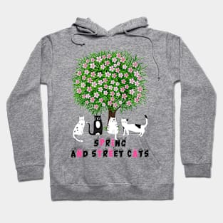 Spring And Street Cats - Cute And Floral Cat Lover Hoodie